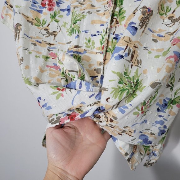 Alia vintage Short Sleeve Button Front Tropical Print Blouse Shirt Casual Collar - Picture 4 of 10